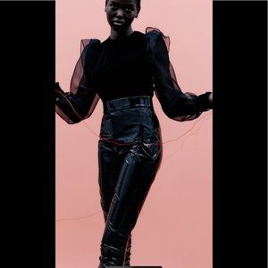 Zara combination velvet shirt